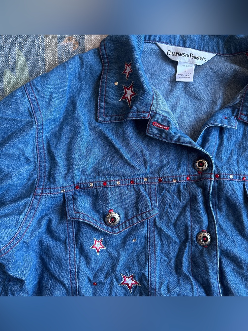Drapers & Damons Blue Embroidered Star Denim Jacket